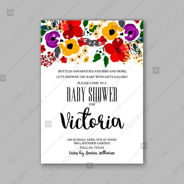 Hochzeit - Floral Poppy Baby Shower Invitations