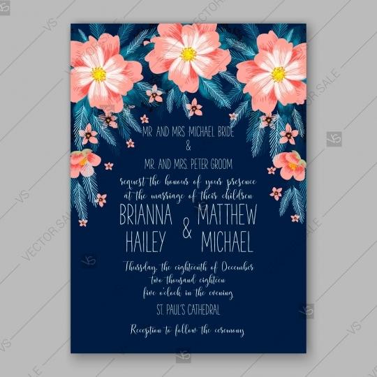 Wedding - Pink Peony wedding invitation template design floral greeting card