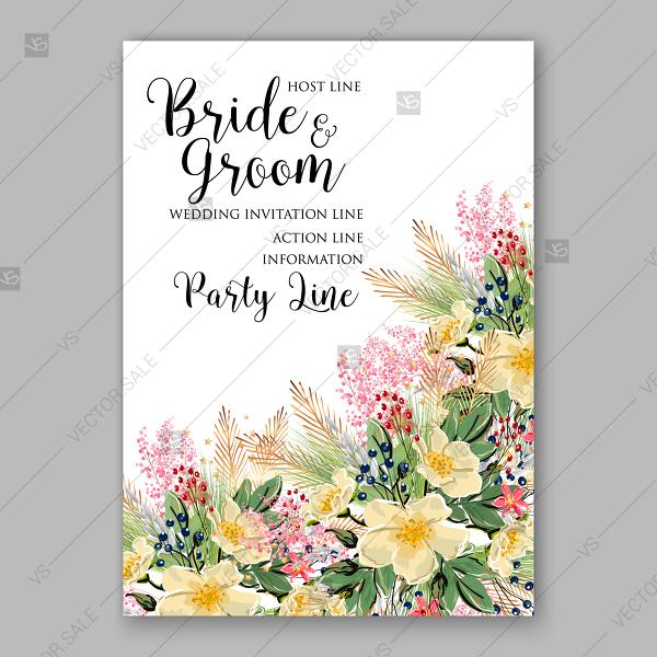 Wedding - Spring flower Anemone sakura spring wedding invitation floral template