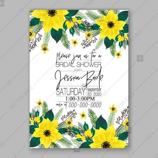 Mariage - Sunflower Wedding Invitation card beautiful winter floral ornament Christmas Party invite