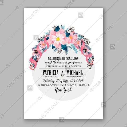 Wedding - Pink Peony wedding invitation template design engagement