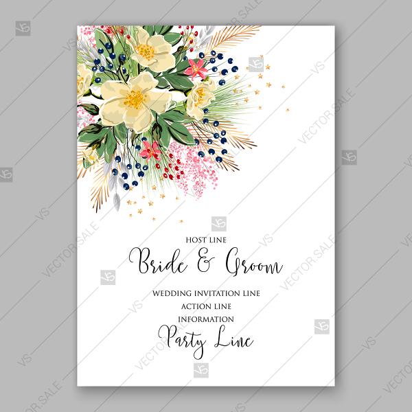 Wedding - Anemone sakura japan spring wedding invitation floral template