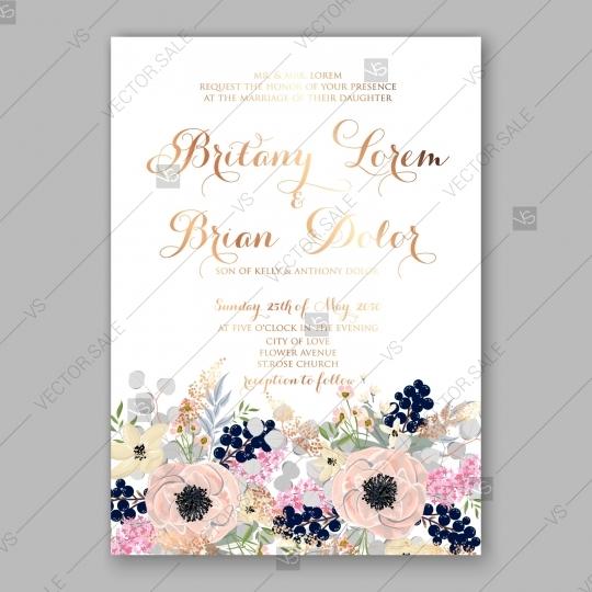 Wedding - Anemone wedding invitation card printable template greeting card