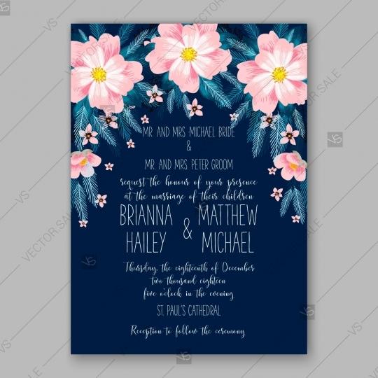 Wedding - Pink Peony wedding invitation template design floral pattern