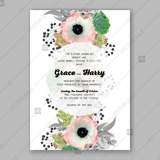 زفاف - Anemone wedding invitation card printable template