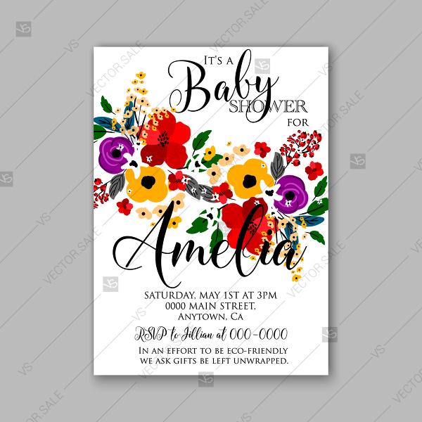Hochzeit - Floral Baby Shower Invitations