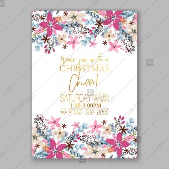 Wedding - Poinsettia Wedding Invitation floral card Christmas Party invite