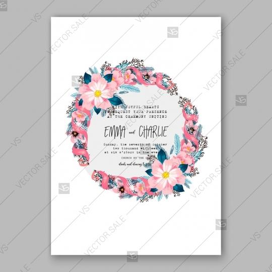 Wedding - Pink Peony wedding invitation template design blooming flowers