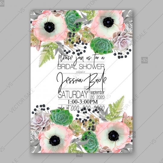 Wedding - Anemone wedding invitation card printable template vector file