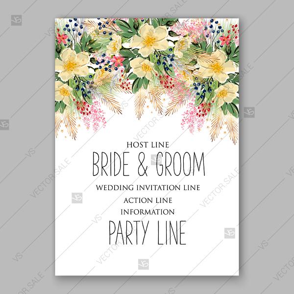 Mariage - Anemone sakura spring wedding invitation floral template