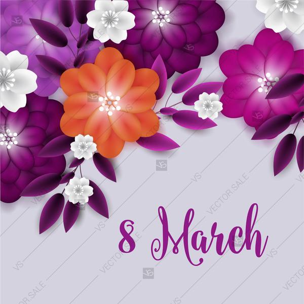 Wedding - Camomile dahlia 8 March greeting card. Spring holiday women