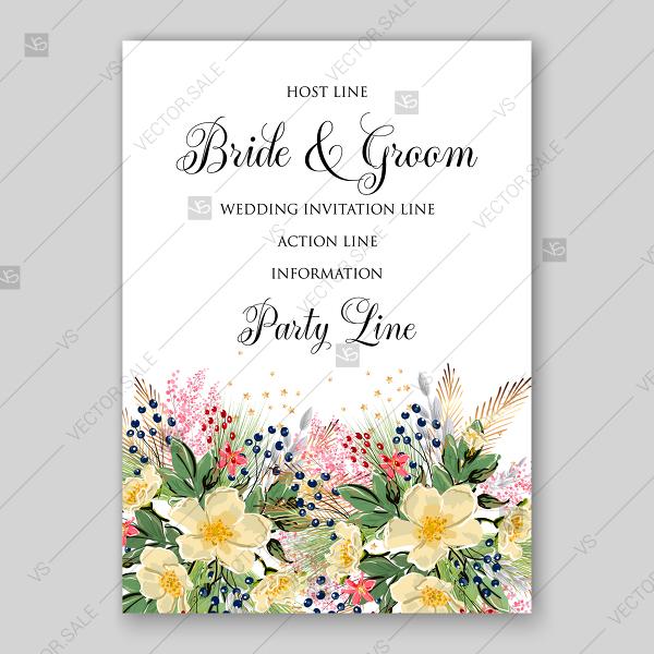 زفاف - Anemone sakura spring wedding invitation floral template