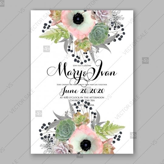 Свадьба - Anemone wedding invitation card printable template