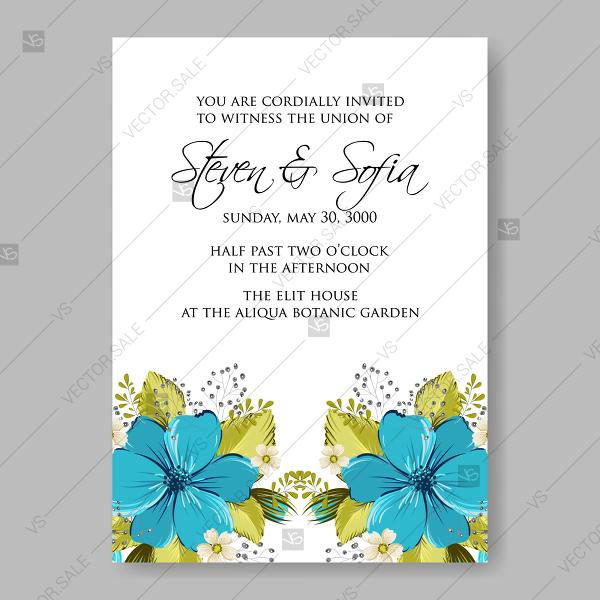 Wedding - Turquoise anemone floral wedding invitation vector card template floral design