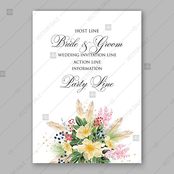 Hochzeit - Anemone sakura spring wedding invitation floral template greeting card