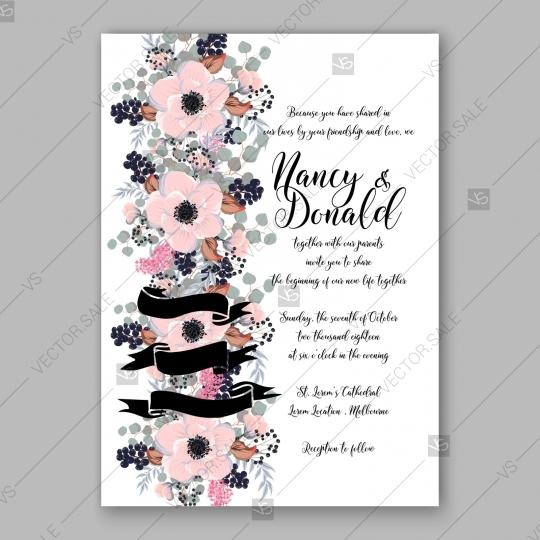 زفاف - Anemone wedding invitation card printable template marriage invitation