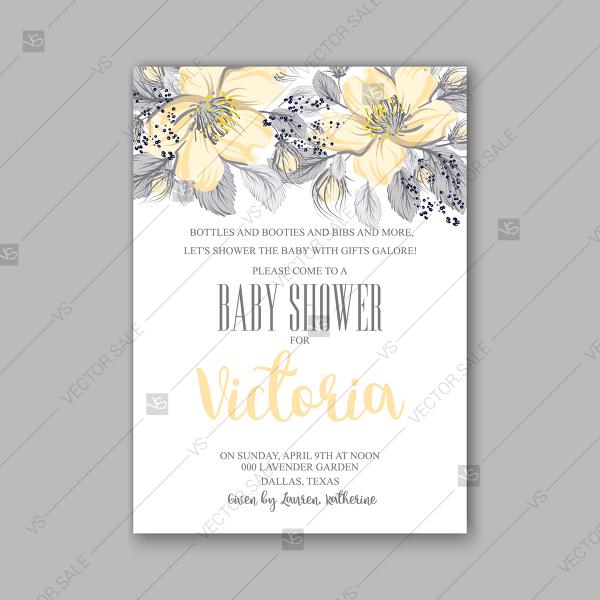 Hochzeit - Dog-rose yellow sakura anemone bloom wild rose vector wedding invitation template decoration bouquet