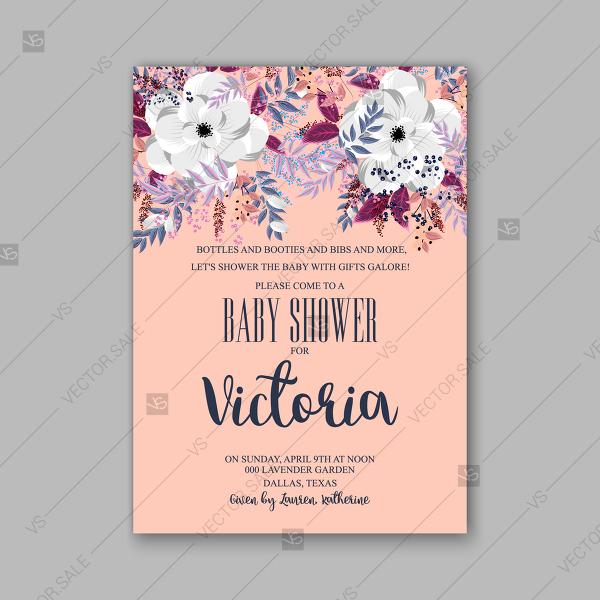 زفاف - Wight soft Floral Baby Shower Invitations