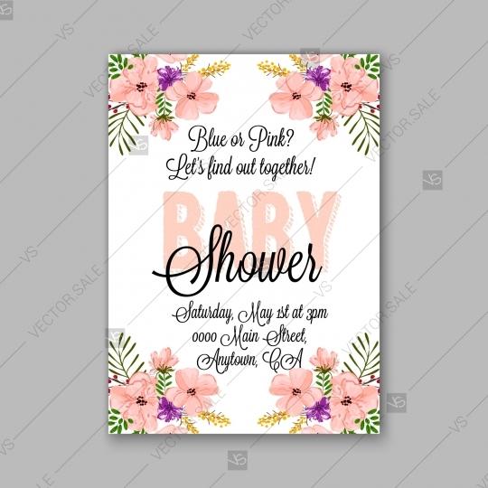 Mariage - Anemone Baby shower floral invitation watercolor Luau Aloha wreath decoration bouquet