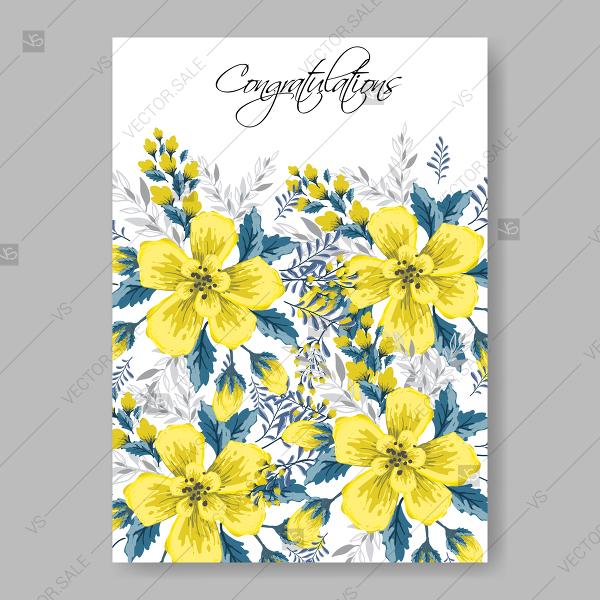 Wedding - Yellow sunflower wedding invitation vector template floral greeting card