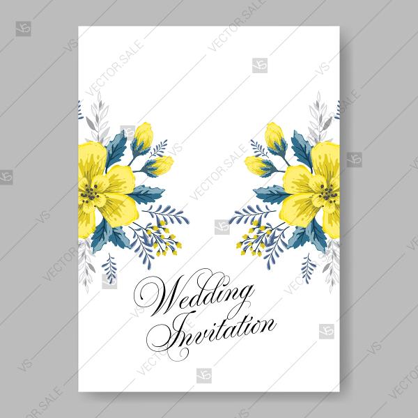 Wedding - Yellow sunflower wedding invitation vector template winter