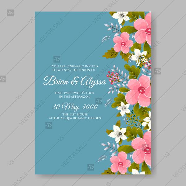 Свадьба - White Jasmine pink anemone sakura vector bridal shower Invitation thank you card