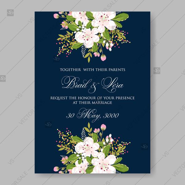 Hochzeit - Jasmine sakura anemone wedding invitation bridal shower invitation spring