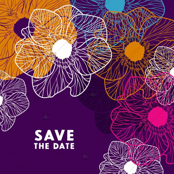 زفاف - Colorful anemone Save the date background