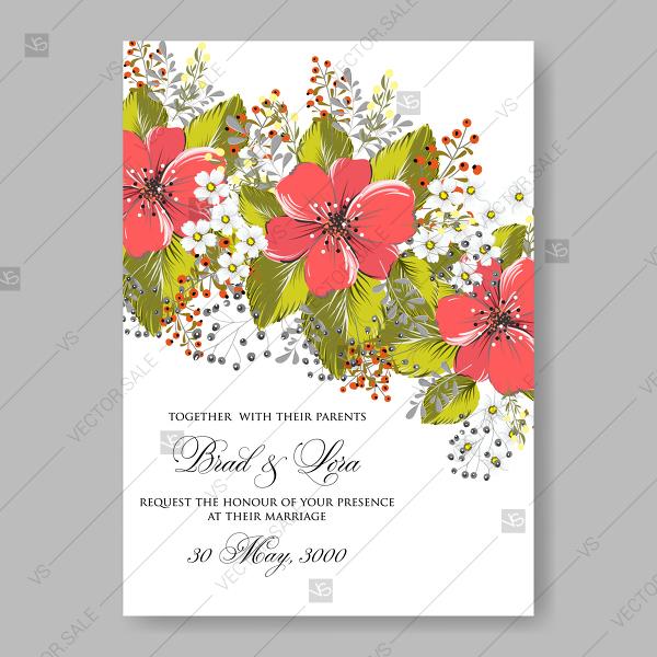 Wedding - Anemone vector flower illustration for wedding invitation floral wreath