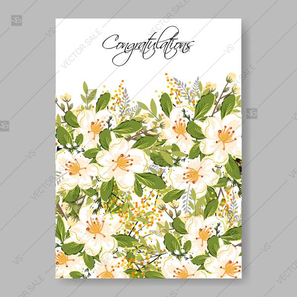 Wedding - Jasmine sakura anemone wedding invitation bridal shower invitation floral watercolor