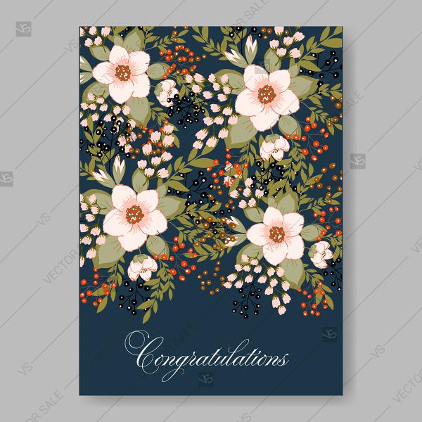 Hochzeit - Sakura wedding invitation vector template floral greeting card