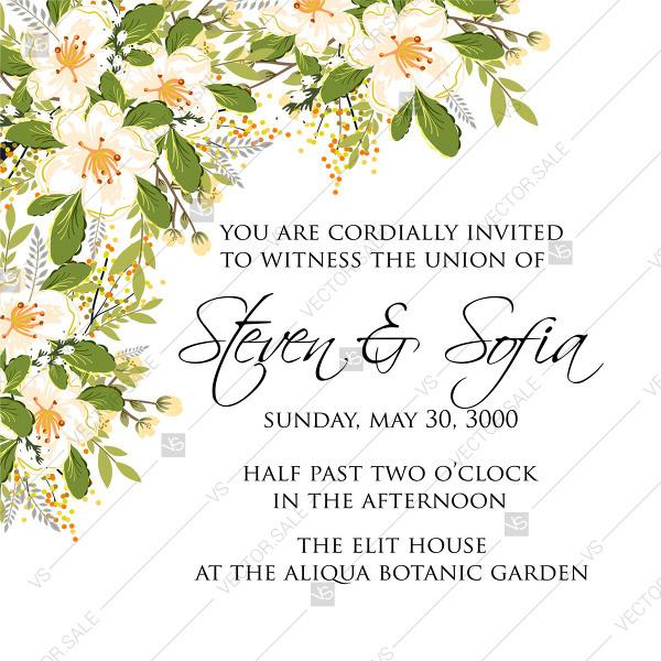 Hochzeit - Apple flowersakura anemone wedding invitation bridal shower invitation floral wreath luau