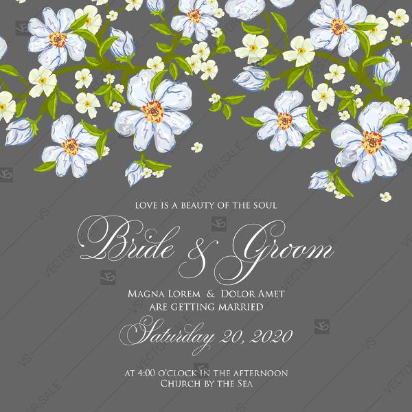 Hochzeit - Blue anemone vector wedding invitation printable template custom invitation