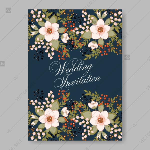 Mariage - Sakura wedding invitation vector template thank you card