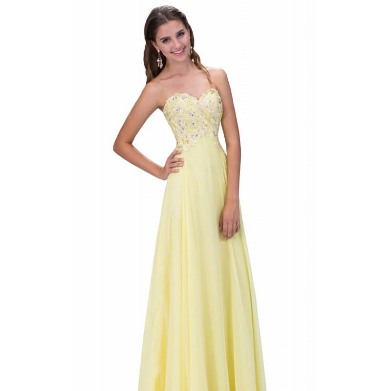 Mariage - Yellow Strapless Beaded Gown by Elizabeth K - Color Your Classy Wardrobe
