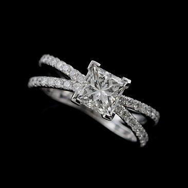 Wedding - Platinum 950 Split Shank Diamond Princess Cut Engagement Ring Mounting