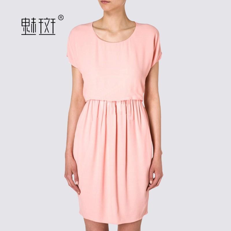 Свадьба - Summer code new Womenswear fold pink short sleeve round neck long chiffon dress - Bonny YZOZO Boutique Store