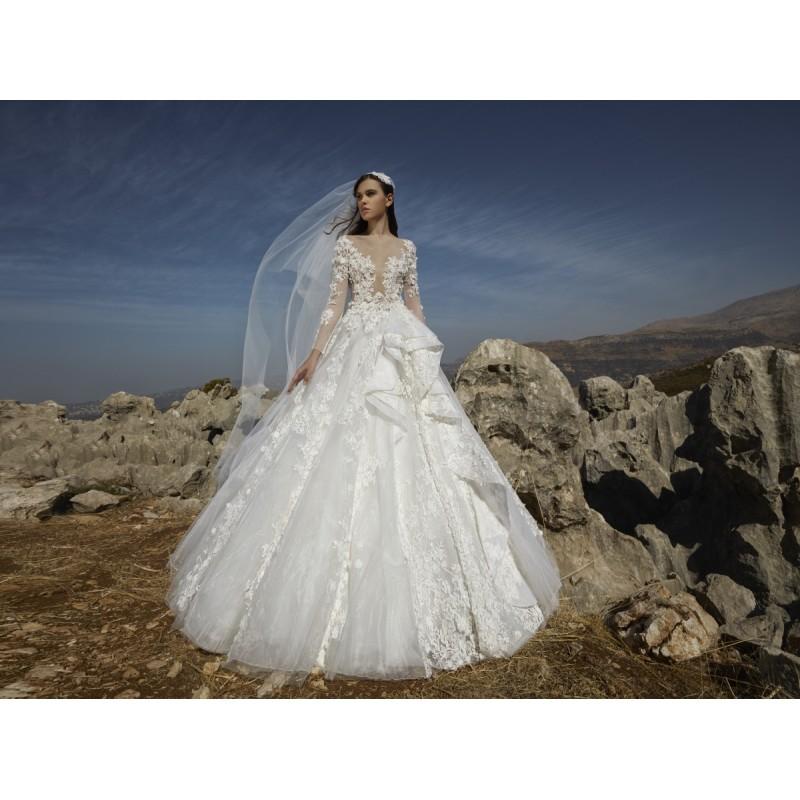 Wedding - Tony Ward Fall/Winter 2018 Crystalline Lace Hand-made Flowers Sweet Chapel Train Illusion Ball Gown Long Sleeves Bridal Dress - Brand Wedding Dresses