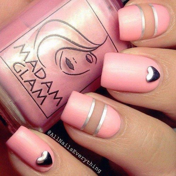 زفاف - 37 Cute Valentine Day Pink Nail Art Design Ideas