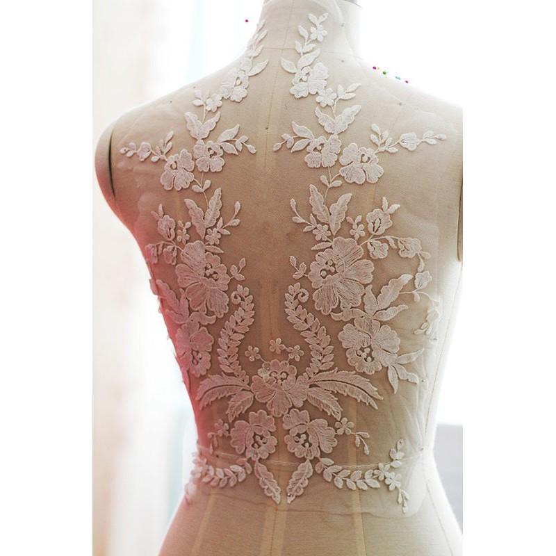 زفاف - ivory wedding lace applique, bridal lace applique for wedding gown, bodice - Hand-made Beautiful Dresses