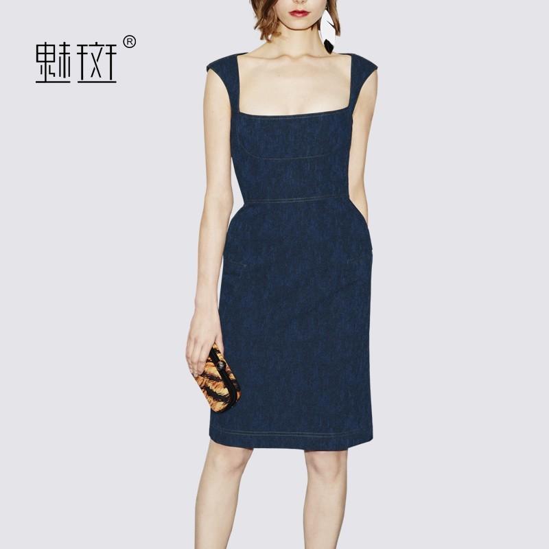 زفاف - Office Wear Attractive Slimming Square Sleeveless Floral Pencil Skirt Dress - Bonny YZOZO Boutique Store