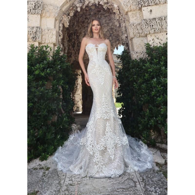 زفاف - Ashley & Justin Spring/Summer 2018 10586 Chapel Train Nude Sweetheart Fit & Flare Sleeveless Embroidery Sequined Bridal Gown - Brand Wedding Dresses