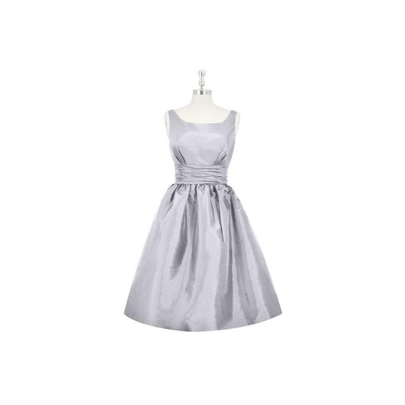 Hochzeit - Silver Azazie Kira - Scoop Scoop Knee Length Taffeta Dress - Simple Bridesmaid Dresses & Easy Wedding Dresses