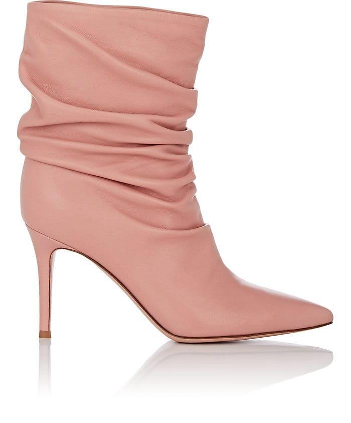 زفاف - Gianvito Rossi Cecile Leather Ankle Boots - 7 Pink