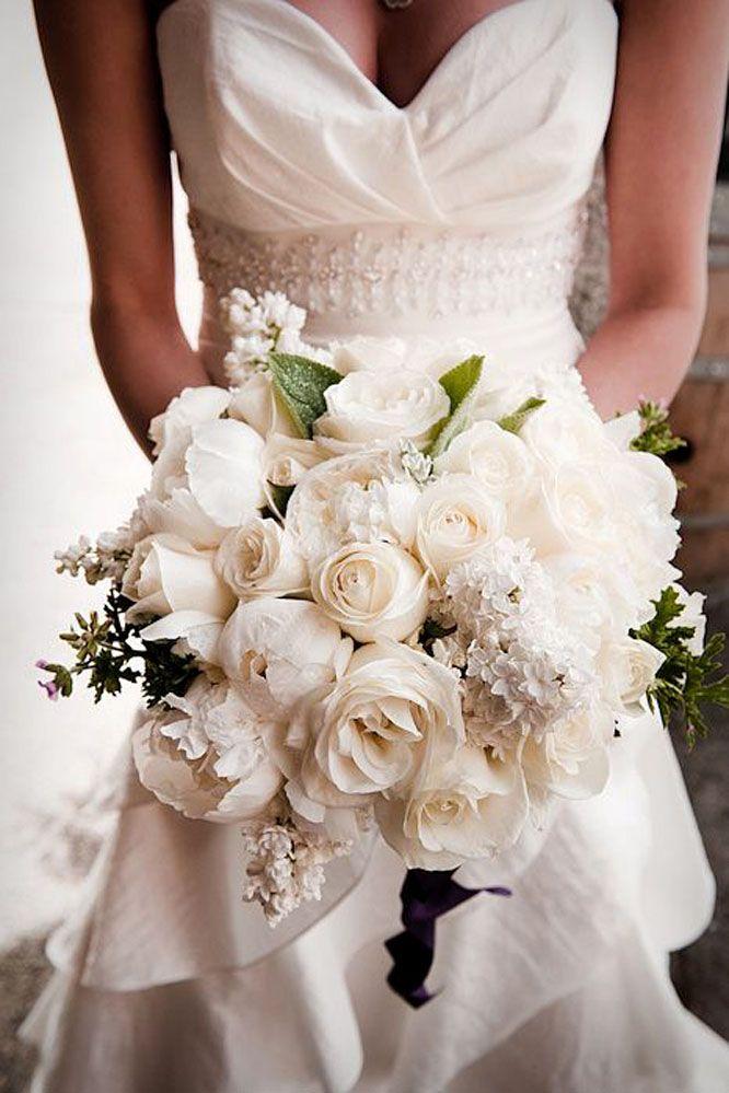 زفاف - 39 All White Wedding Bouquets Inspiration