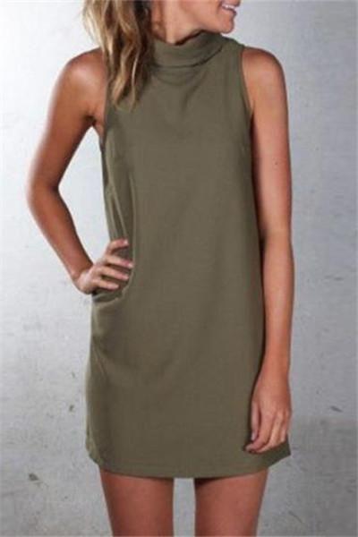 Mariage - Casual Sleeveless Solid Color Mini Dress