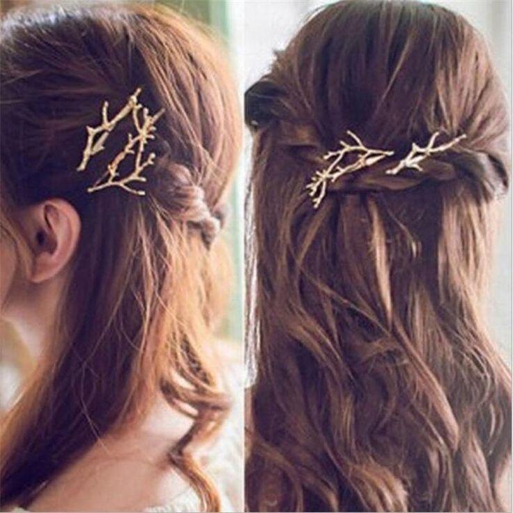 Свадьба - Runway Fashion Gold Or Silver Branch Hair Clip Hairpin Wedding Barrette