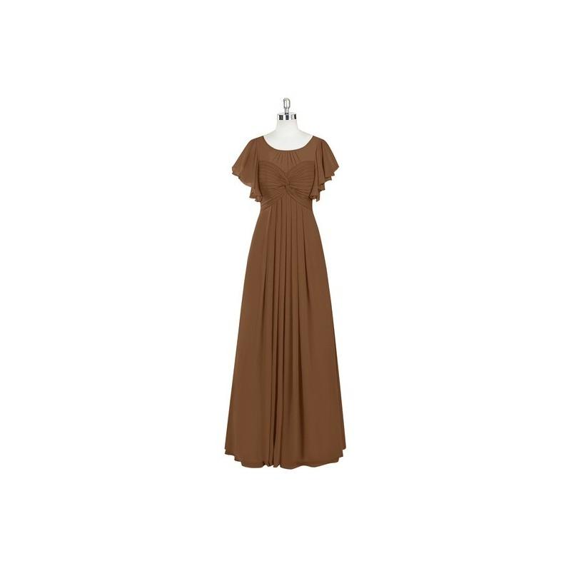 زفاف - Brown Azazie Lily - Floor Length Back Zip Chiffon Illusion Dress - Simple Bridesmaid Dresses & Easy Wedding Dresses