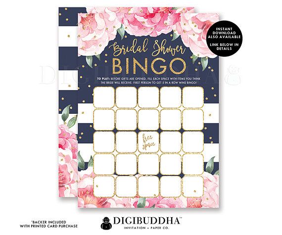 Wedding - Floral Bridal Shower Bingo Game Card Bridal Shower Bingo Printed Bridal Bingo Game Cards Bridal Shower Game Bingo Printed Or DIY - Jenn