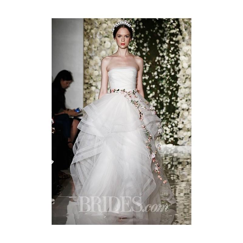 زفاف - Reem Acra - Fall 2015 - Strapless Cream Tulle Ballgown Wedding Dress - Stunning Cheap Wedding Dresses